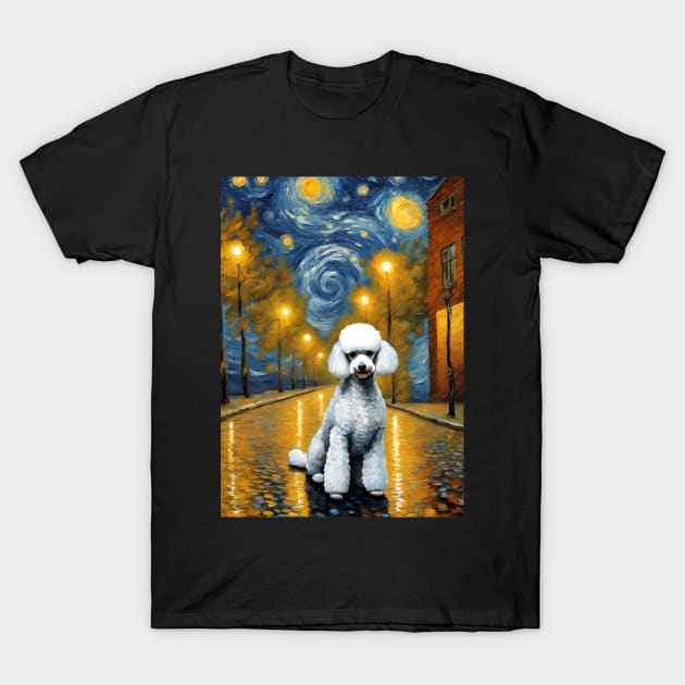 Cute Poodle Dog Breed in a Van Gogh Starry Night Art Style T-Shirt by Art-Jiyuu